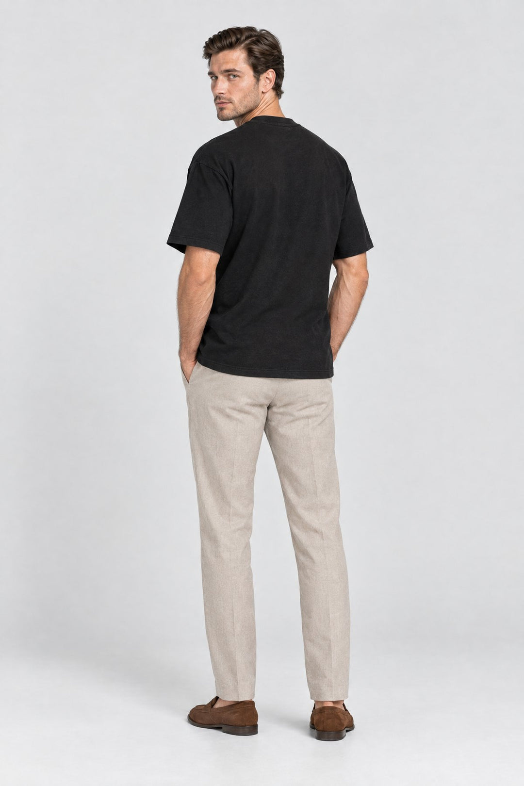 The Essential Heavyweight Tee in Black, back view