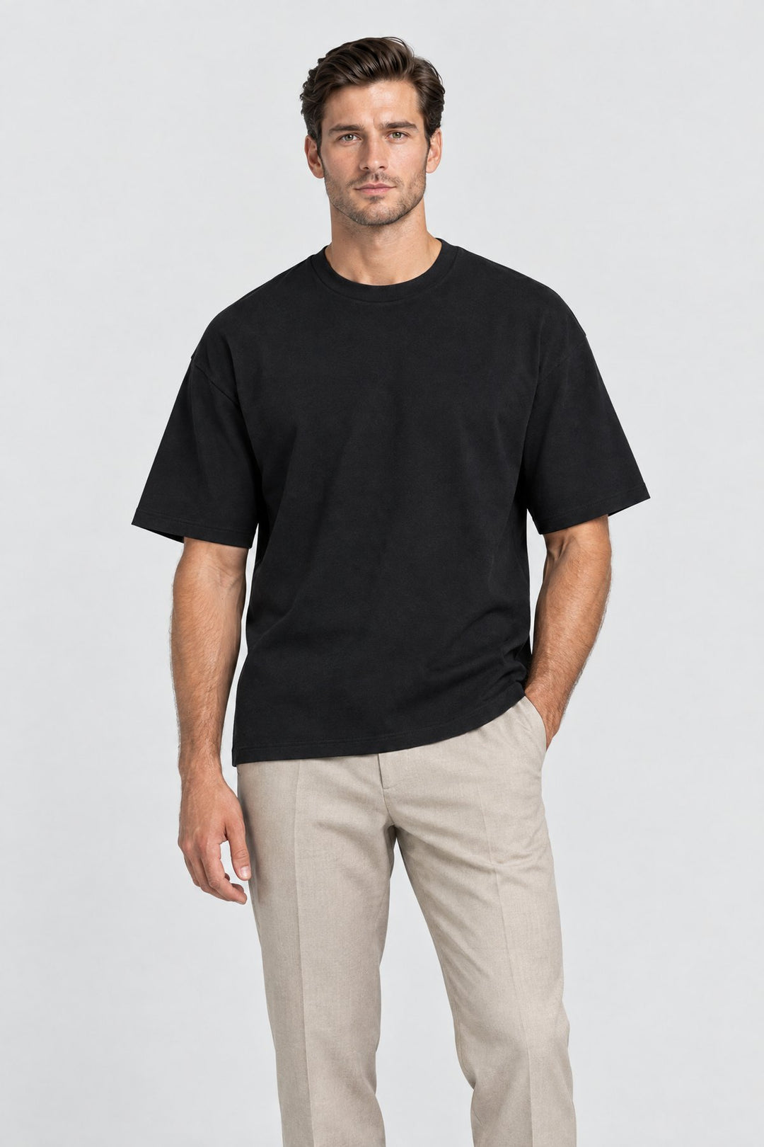 The Essential Heavyweight Tee in Black worn by model