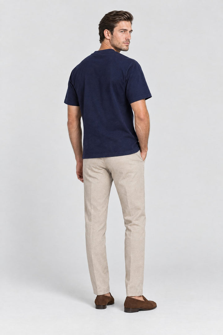 The Essential Heavyweight Tee in Navy, back view