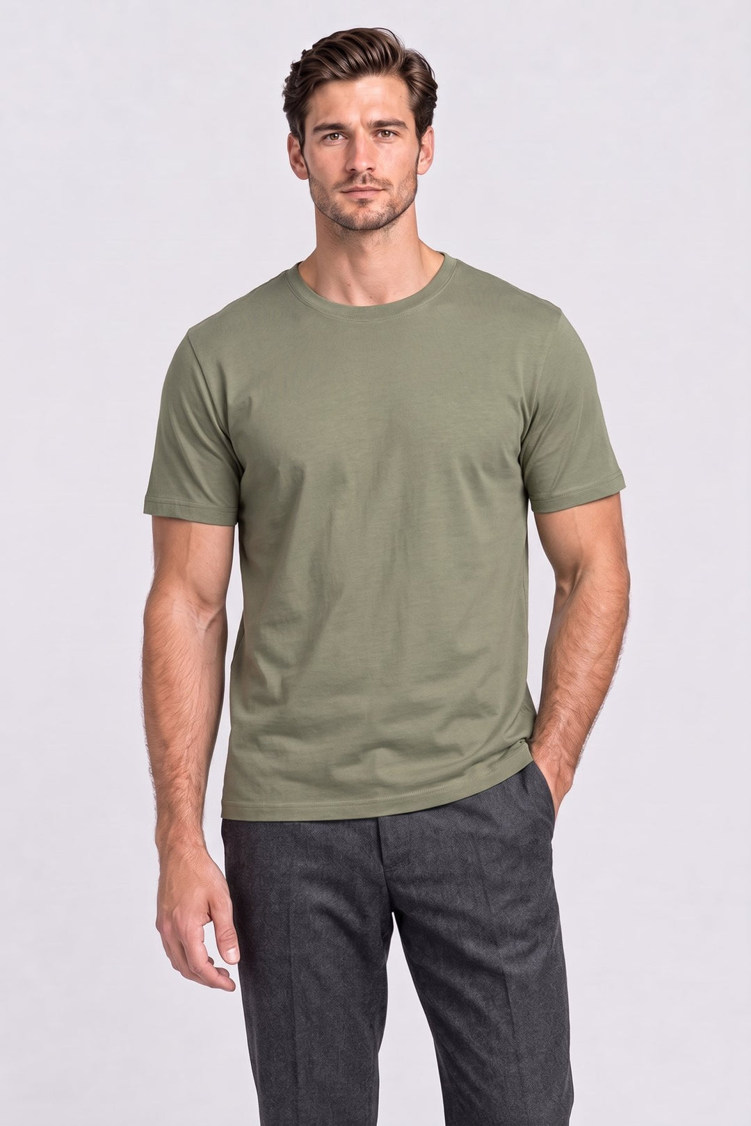 The Everyday Cotton Tee in Olive – men&