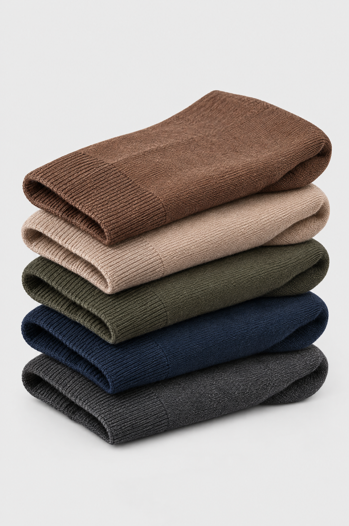 The Everyday Crew Socks 5-Pack in Earth Mix, close-up detail