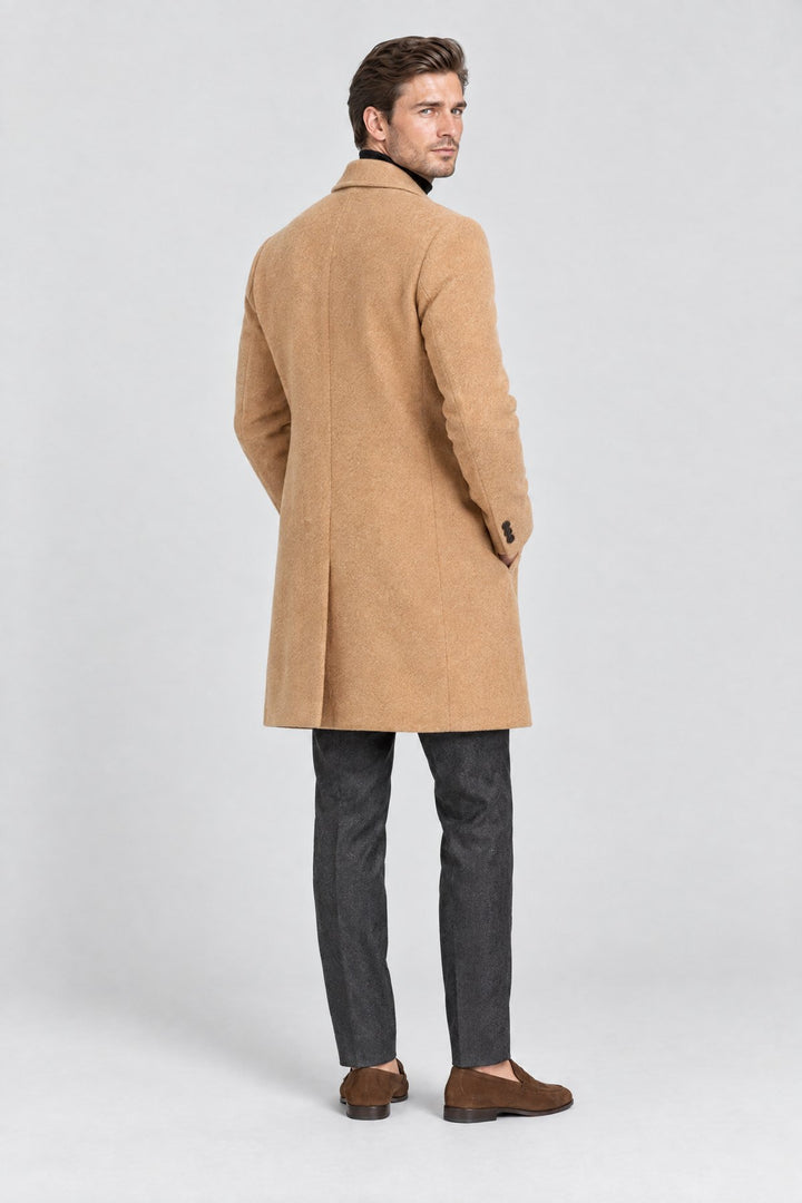The Hampstead Overcoat in Camel, back view