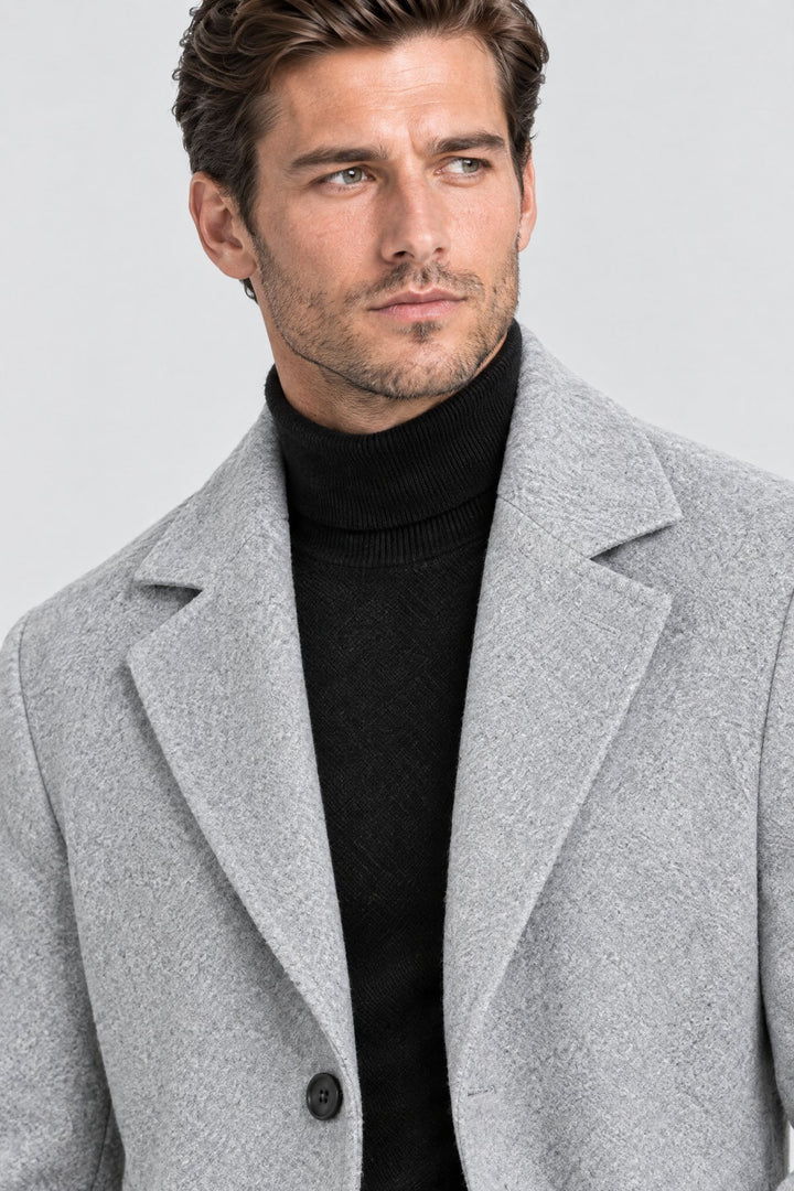 The Hampstead Overcoat in Light Grey, detail