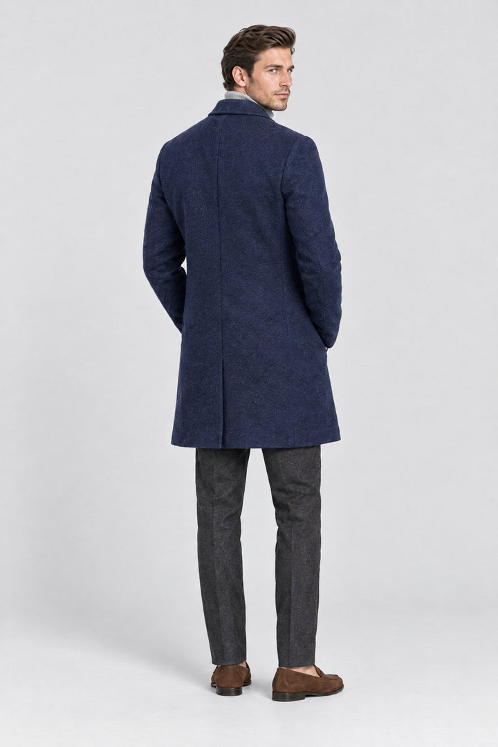 The Hampstead Overcoat in Navy, back view