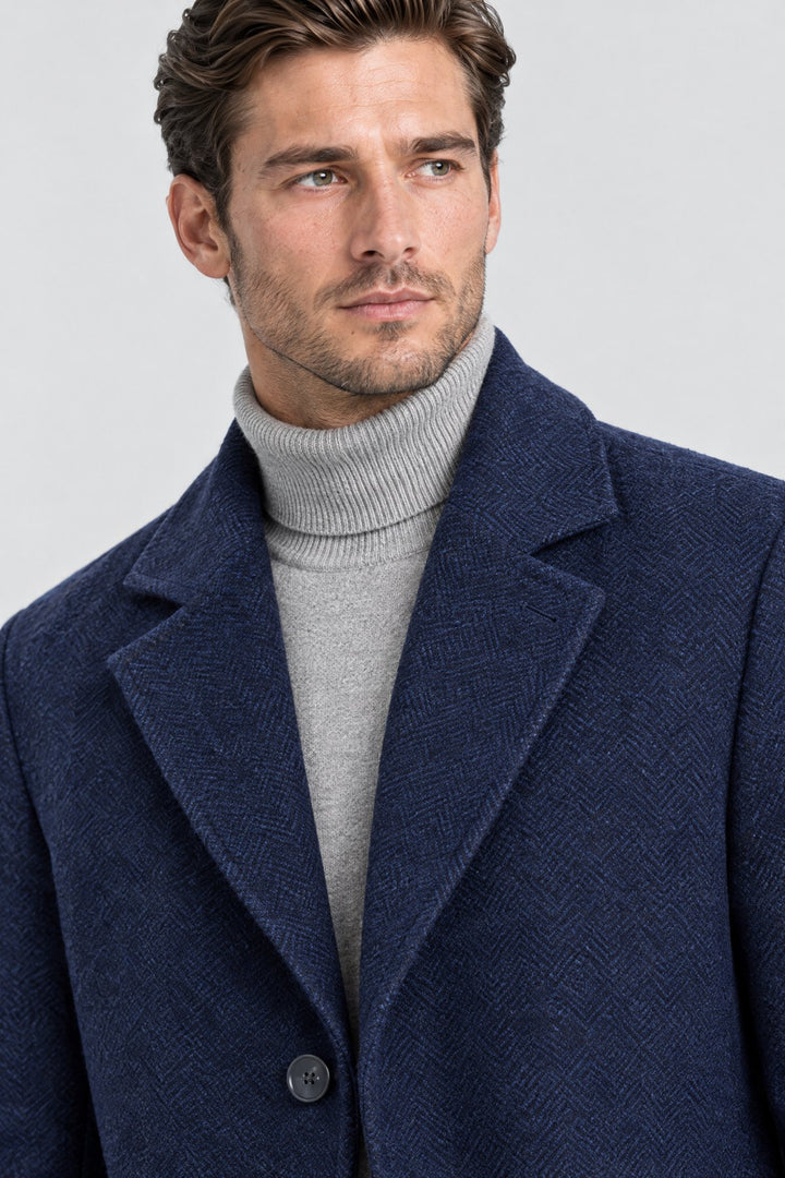 The Hampstead Overcoat in Navy, detail