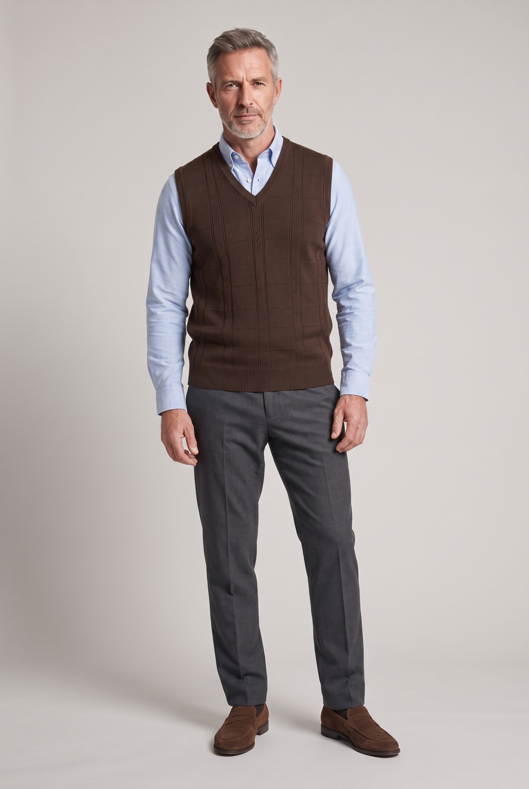 The Harrow Cable Knit Vest in Chocolate – menswear by WARDLEY London