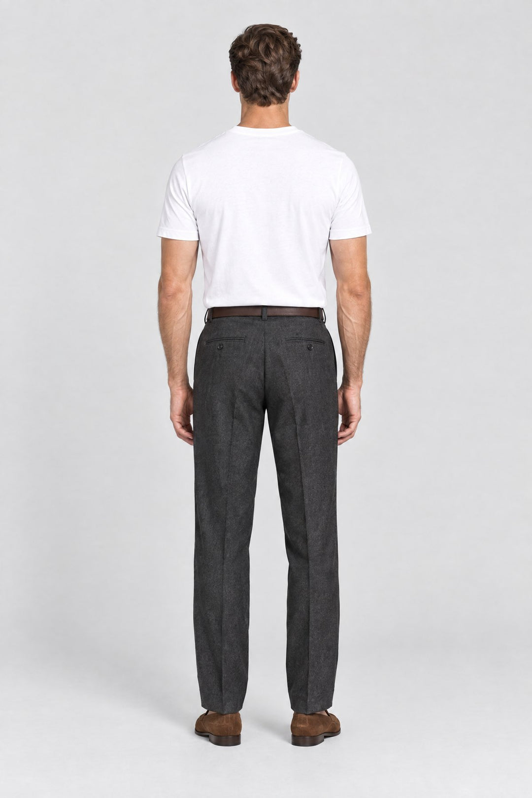 The Henley Pleated Trouser in Black, back view