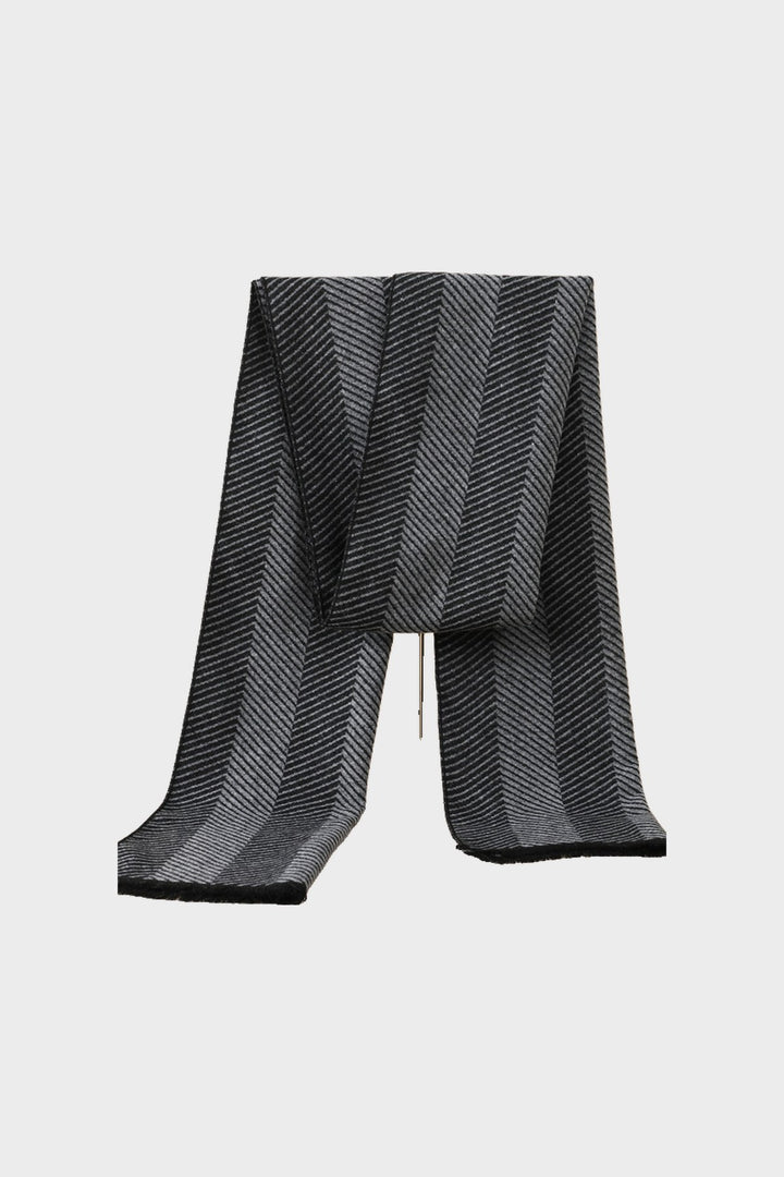 The Herringbone Scarf in Grey Stripe