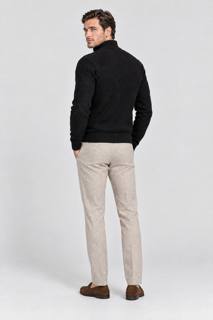 The Holland Zip Cardigan in Black, back view