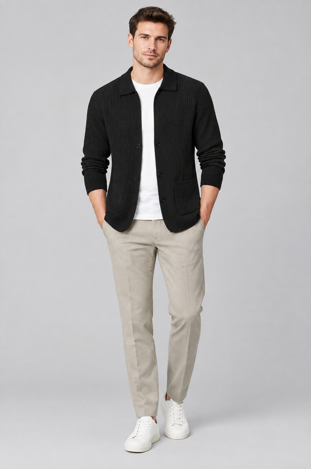 Men's Knitted Overshirt in Black – The Hoxton by WARDLEY