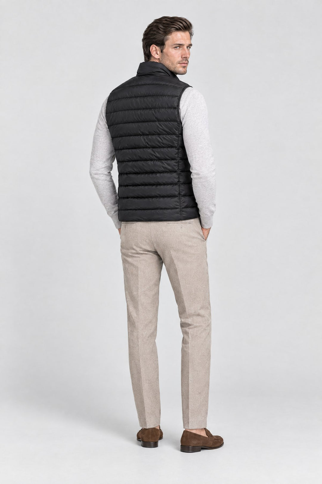 The Hyde Quilted Gilet in Black, back view