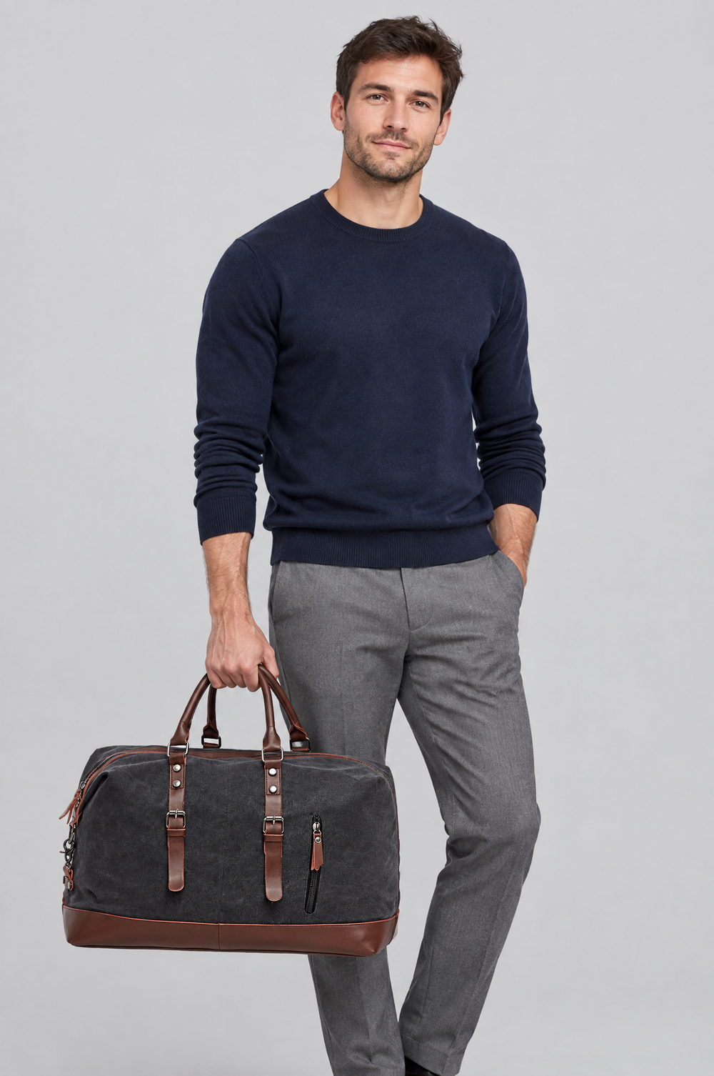 Men's Canvas Weekend Holdall in Black – The King's Cross by WARDLEY