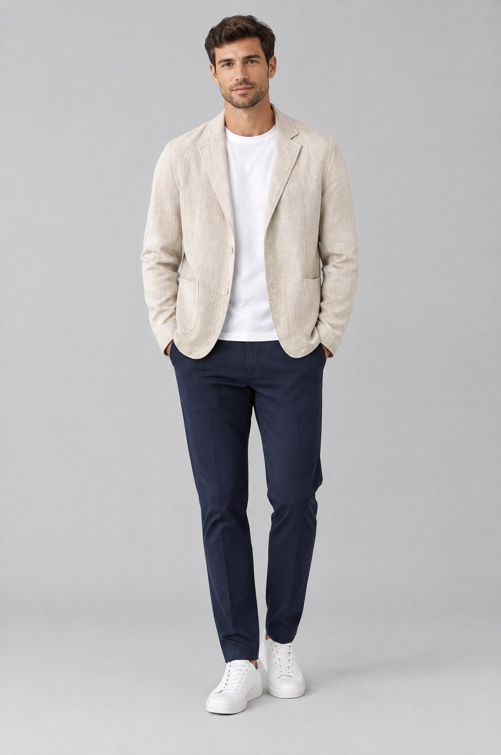 Men's Linen-Blend Unstructured Blazer in Oatmeal – The Kingston by WARDLEY