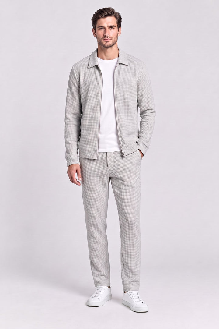 The Kingsway Waffle Knit Set in Grey – men&