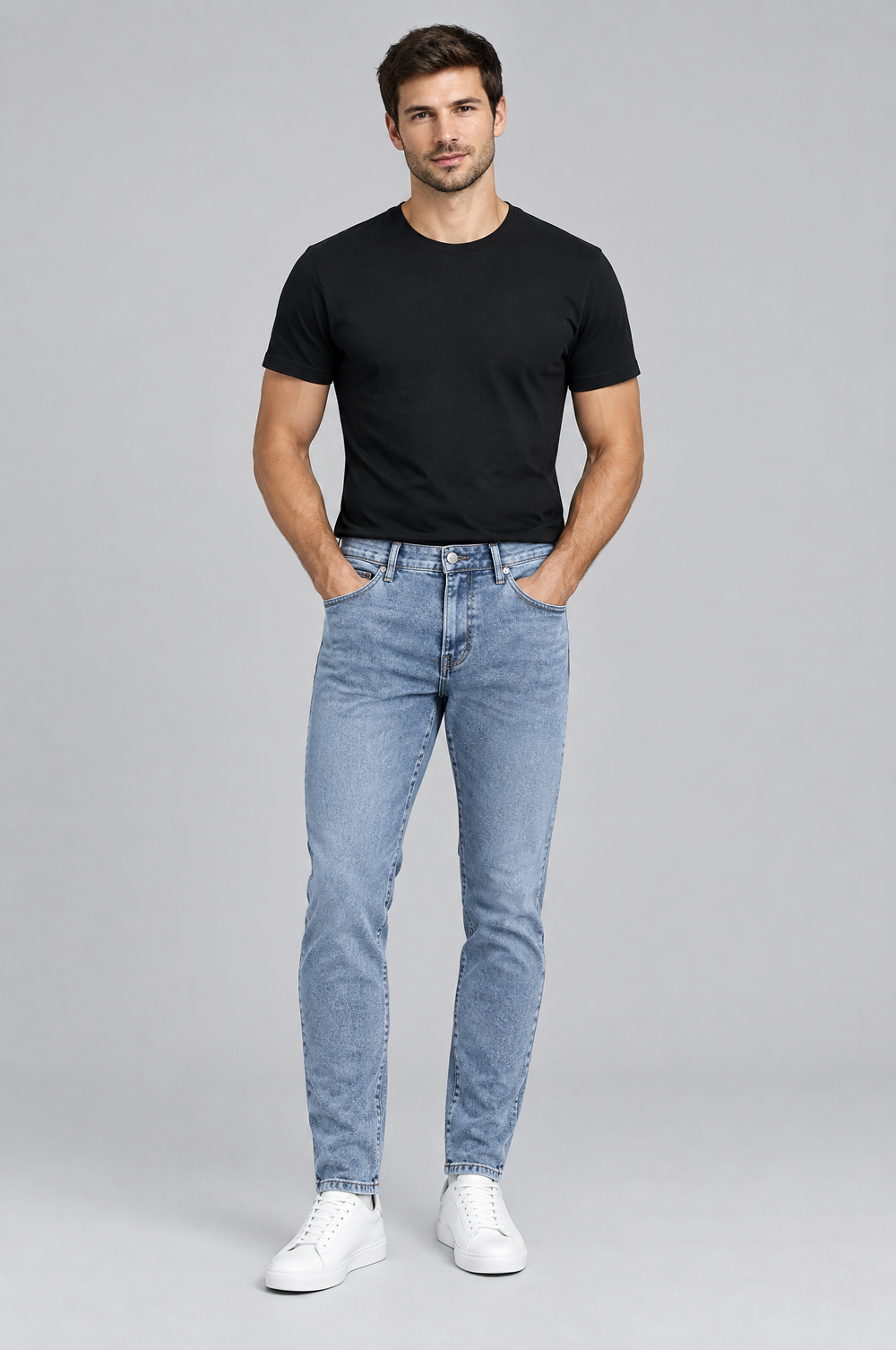 Men's Slim Fit Washed Jeans in Light Blue – The Ladbroke by WARDLEY