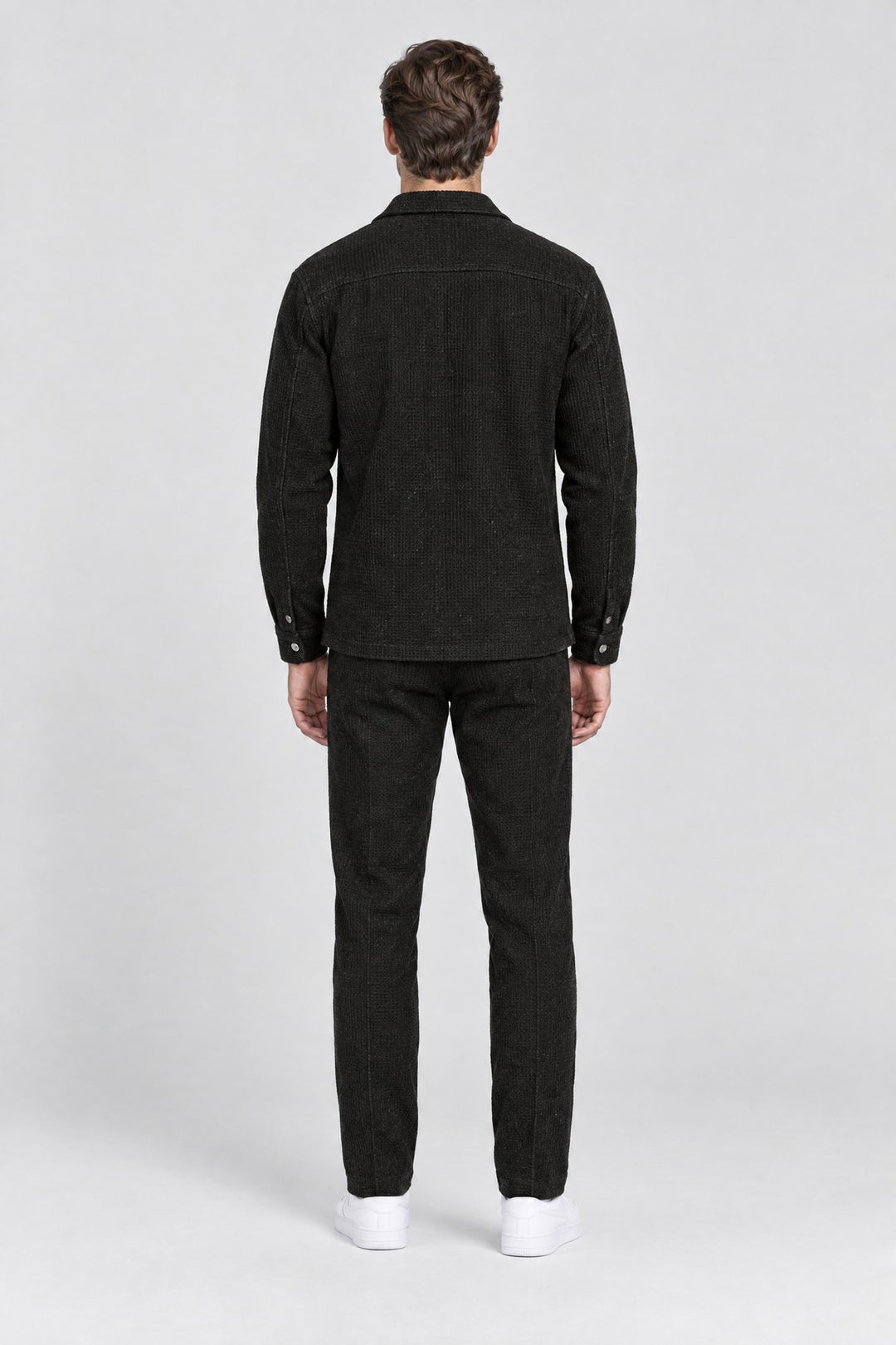 The Marlow Waffle Set in Black, back view