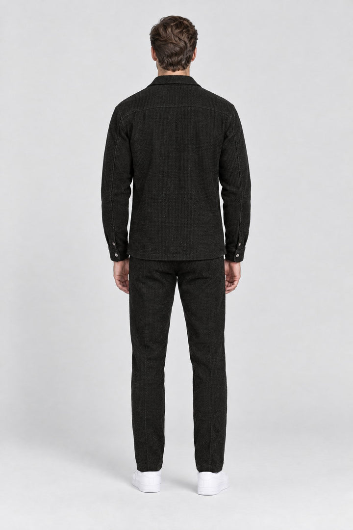 The Marlow Waffle Set in Black, back view