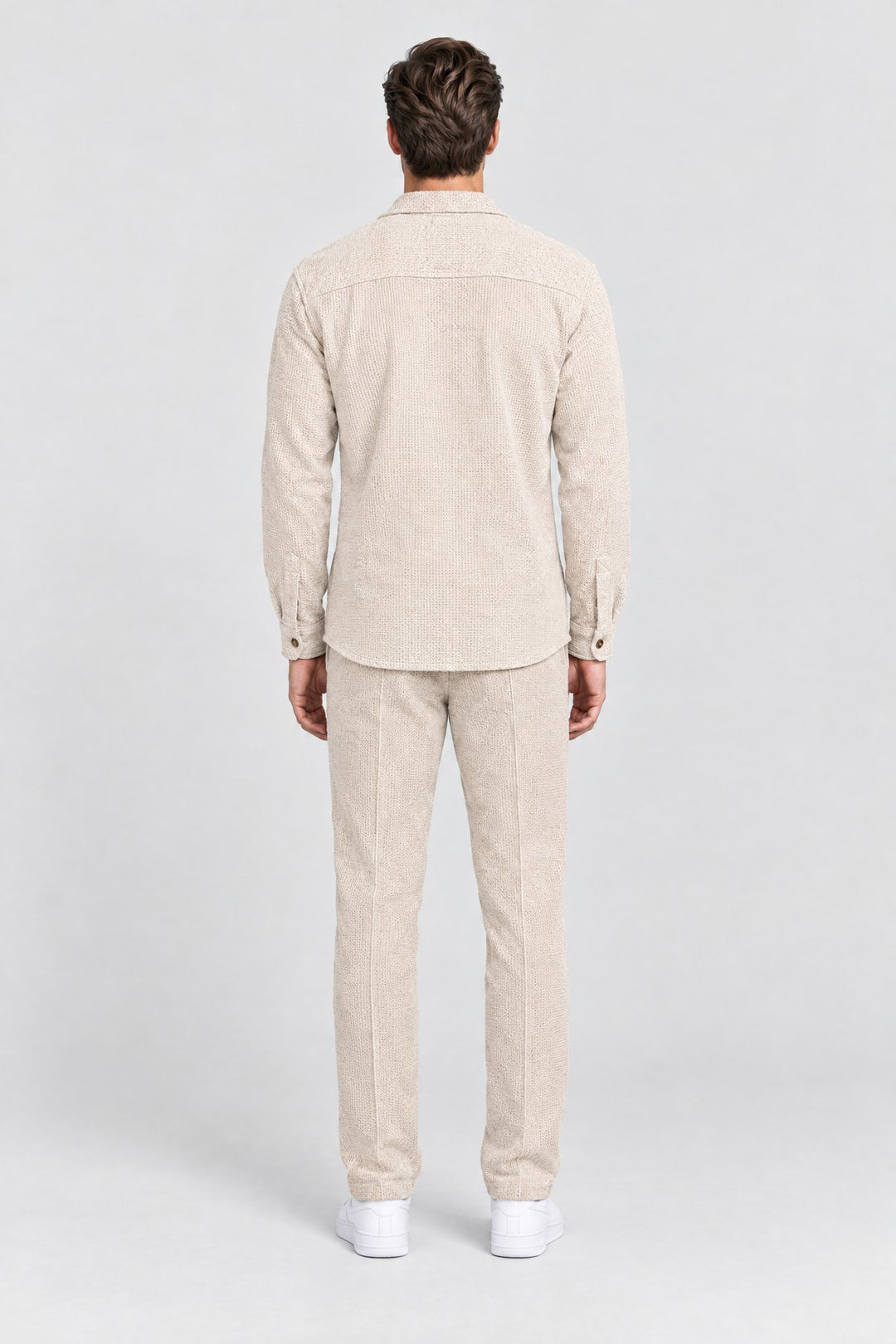 The Marlow Waffle Set in Ecru, back view
