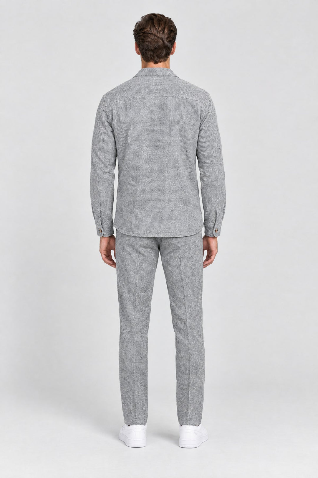 The Marlow Waffle Set in Grey, back view