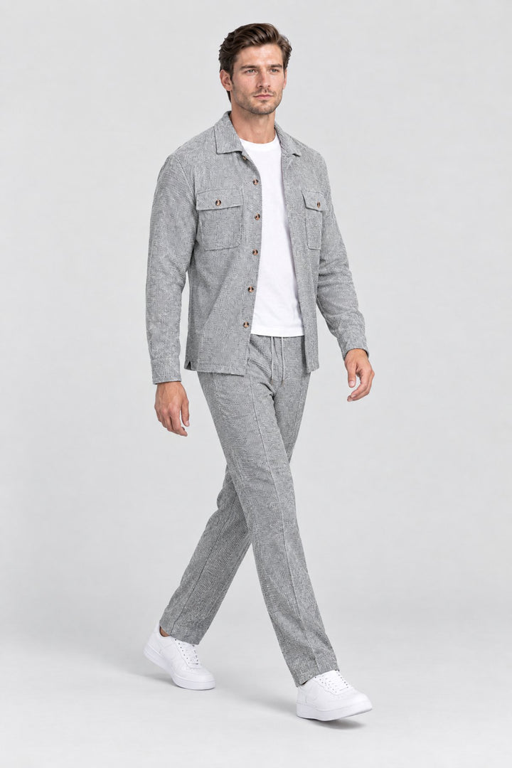 The Marlow Waffle Set in Grey, side view