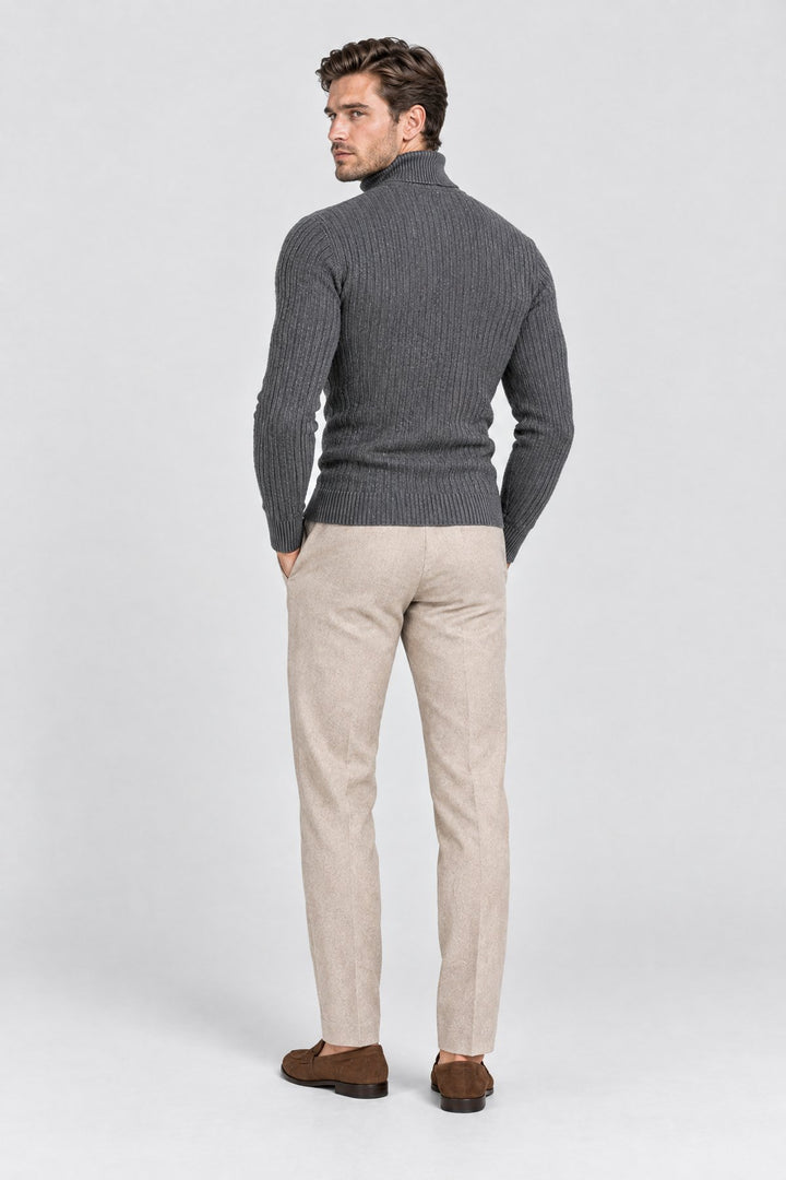 The Marylebone Roll Neck in Charcoal, back view