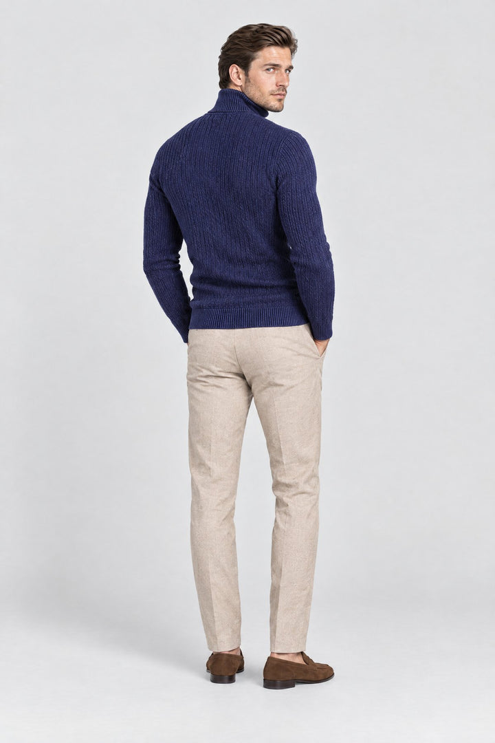 The Marylebone Roll Neck in Navy, back view