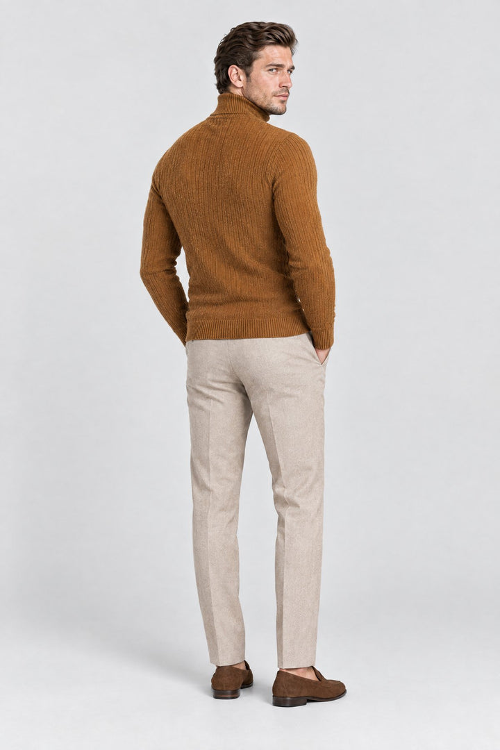 The Marylebone Roll Neck in Tobacco, back view
