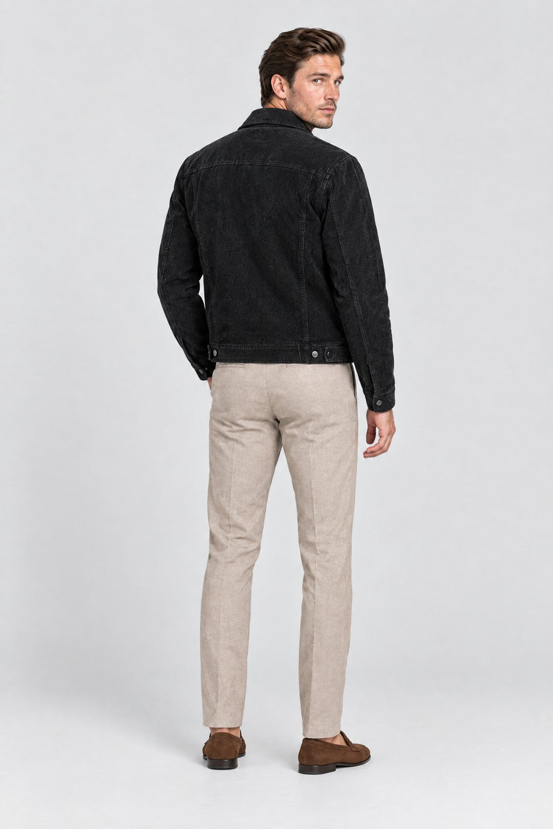 The Notting Hill Cord Jacket in Black, back view
