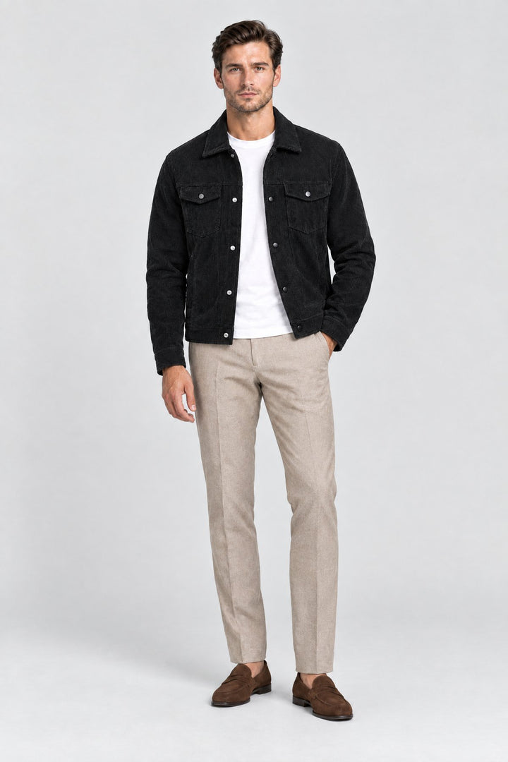 The Notting Hill Cord Jacket in Black, full length
