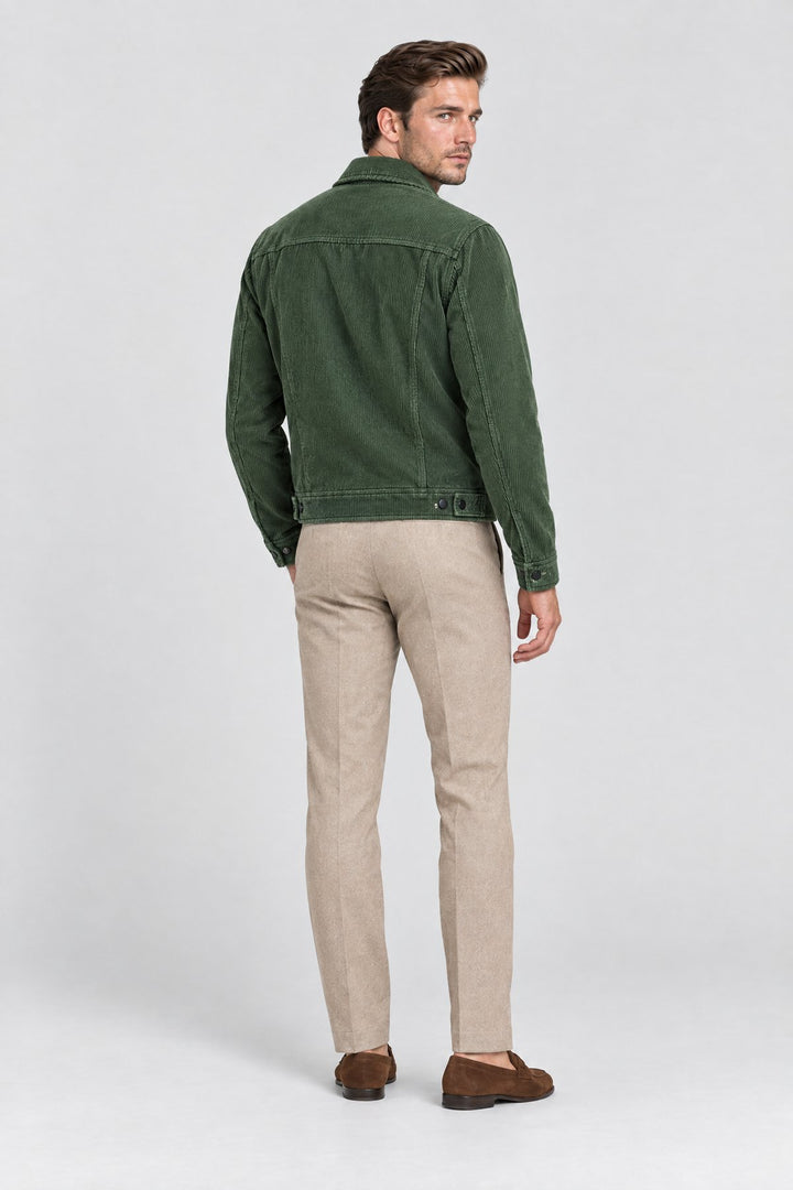 The Notting Hill Cord Jacket in Forest, back view