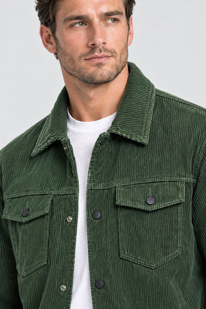 The Notting Hill Cord Jacket in Forest, detail