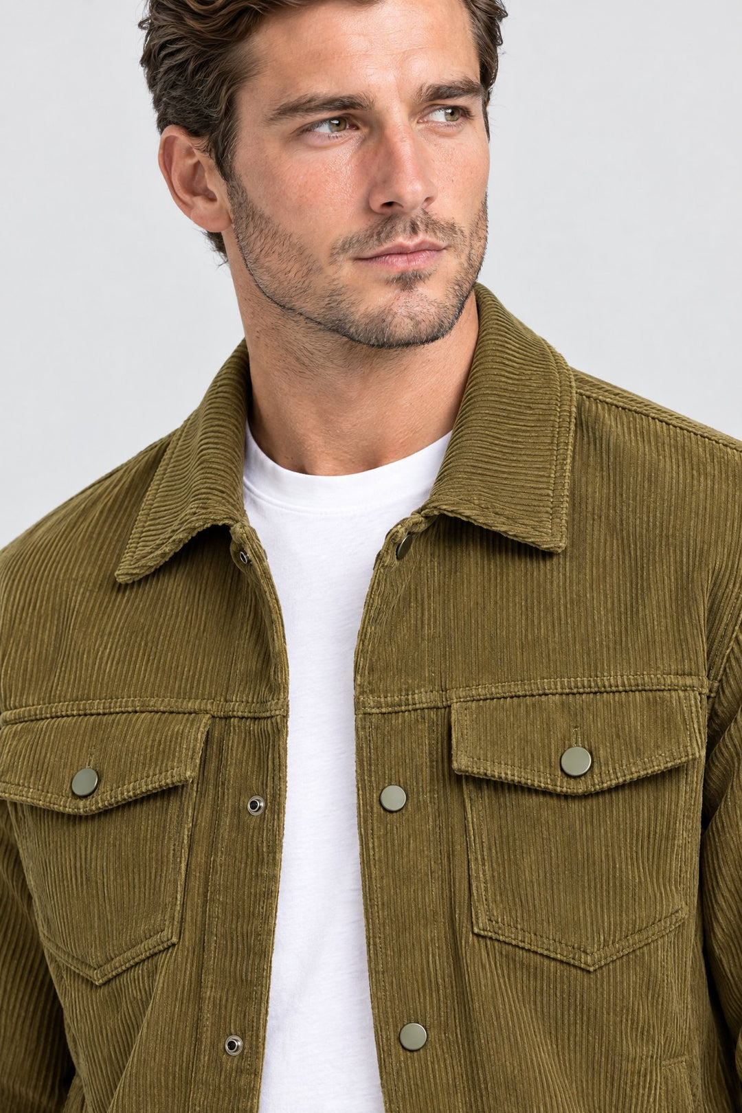 The Notting Hill Cord Jacket in Olive, detail