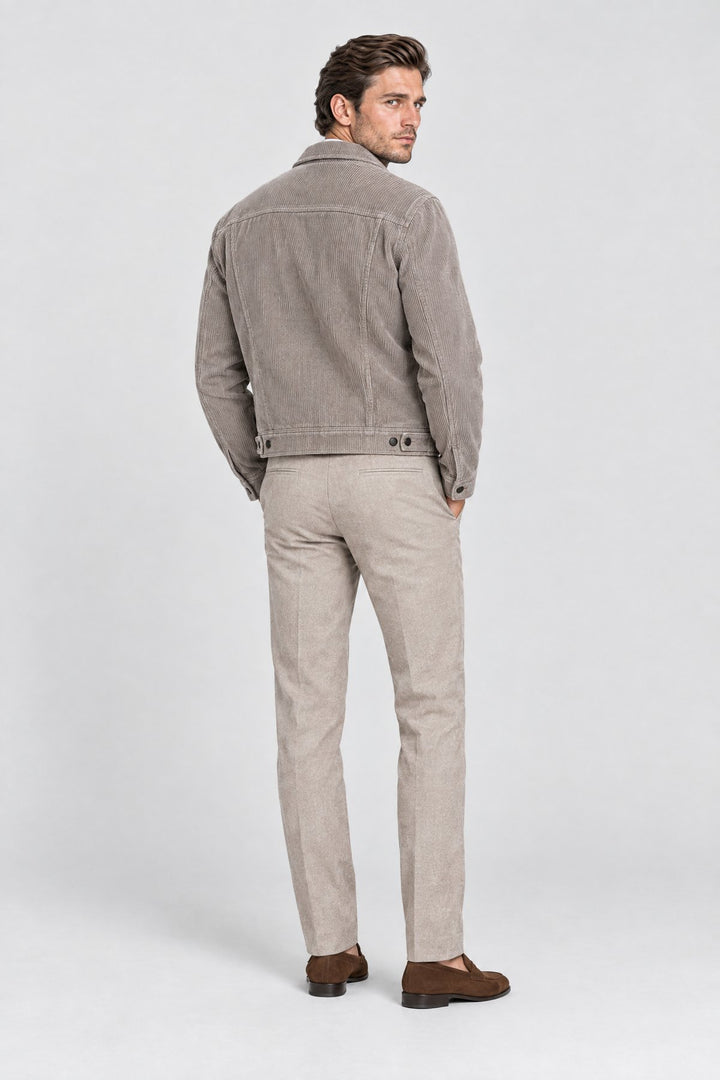 The Notting Hill Cord Jacket in Taupe, back view