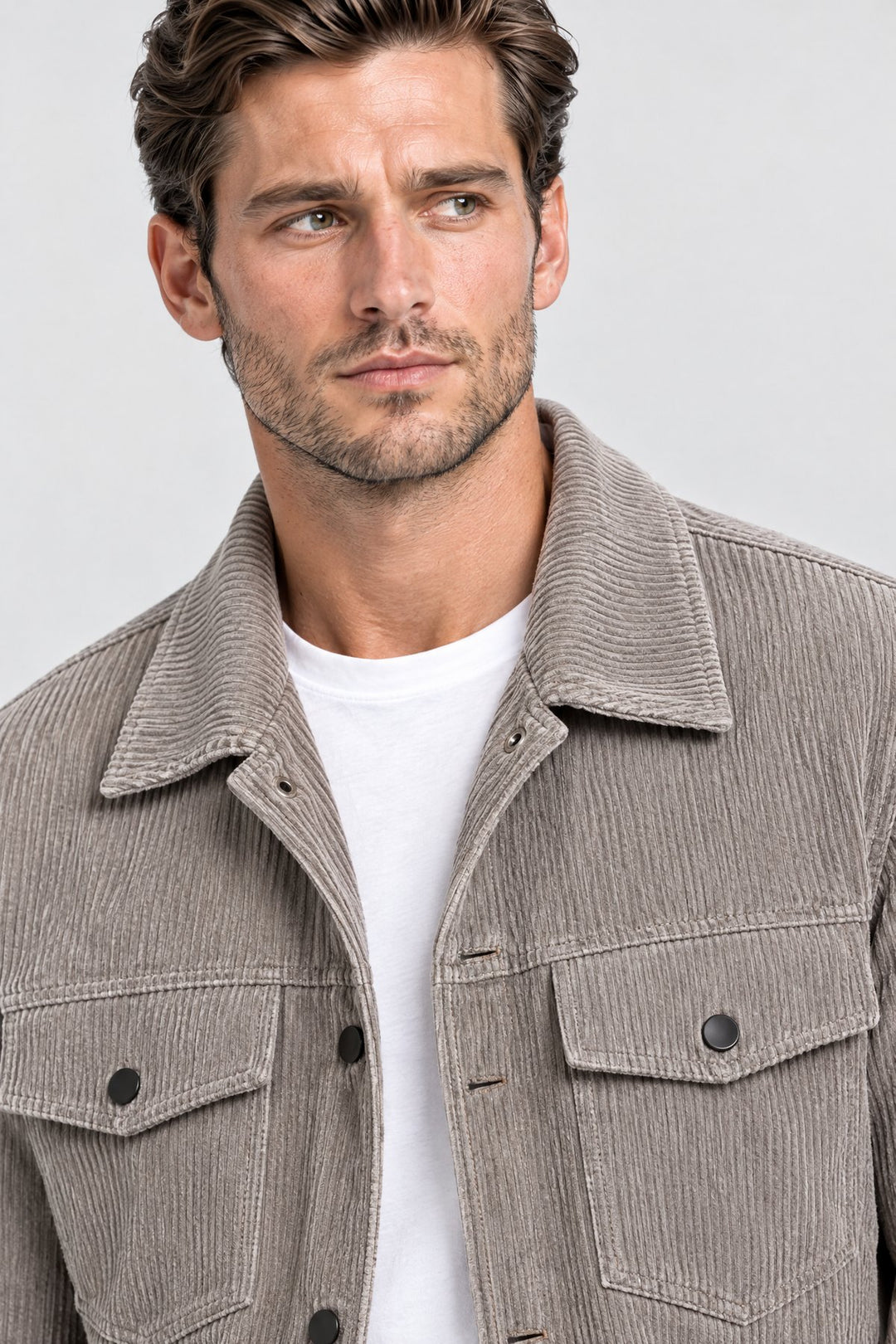 The Notting Hill Cord Jacket in Taupe, detail