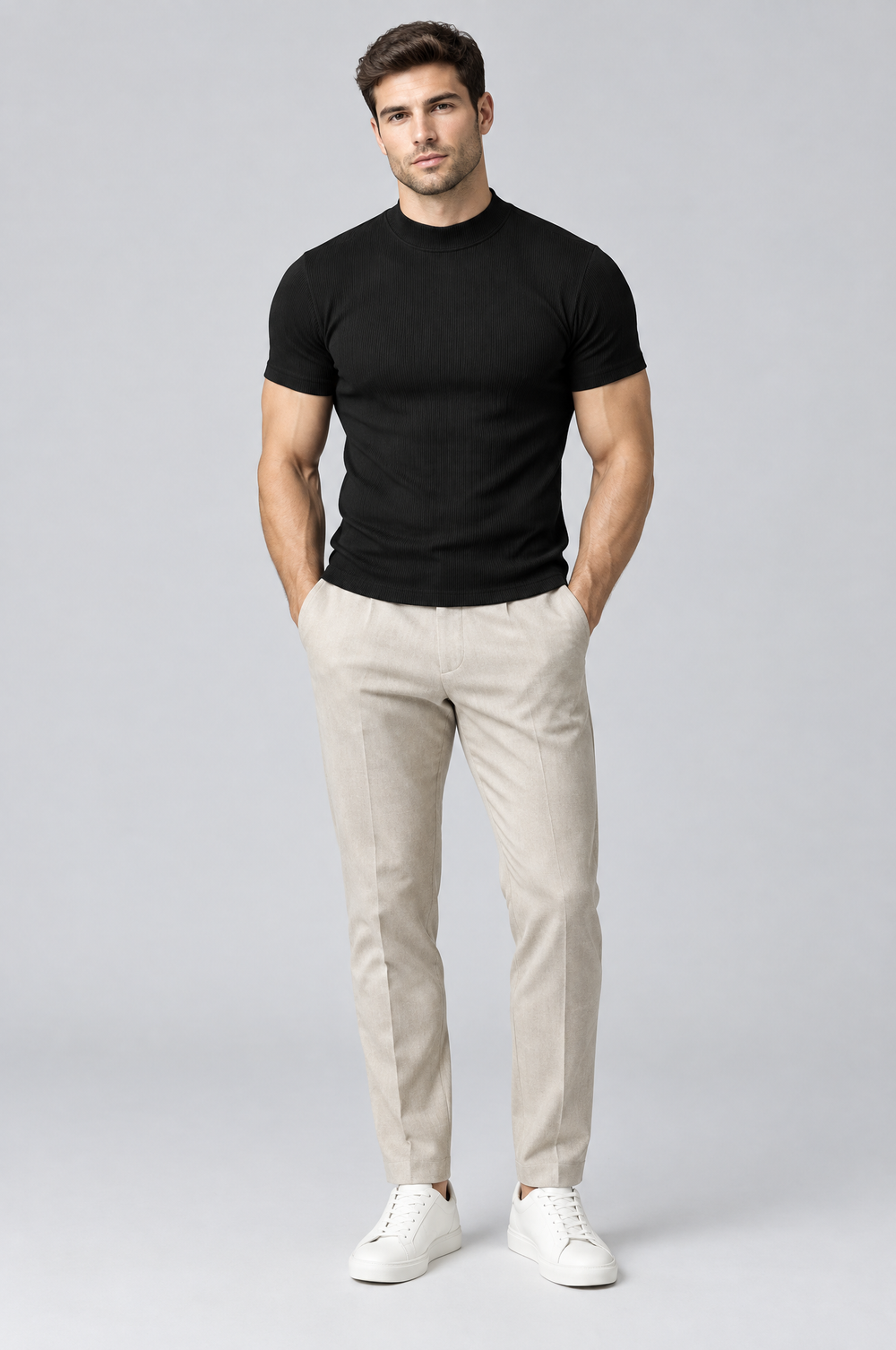 Men's Ribbed Knit T-Shirt in Black – The Paddington by WARDLEY