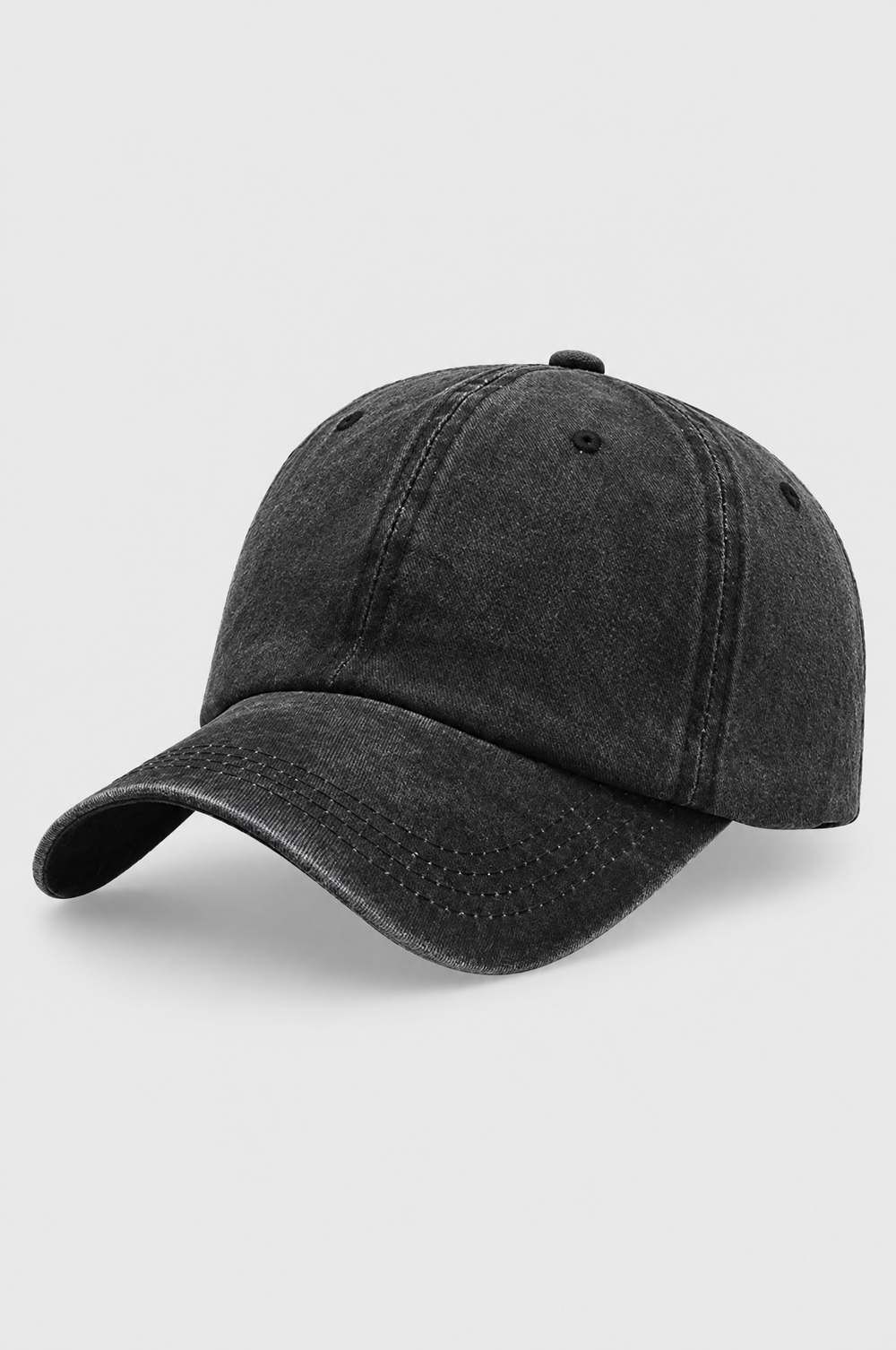 The Piccadilly Washed Cap in Washed Black, product shot