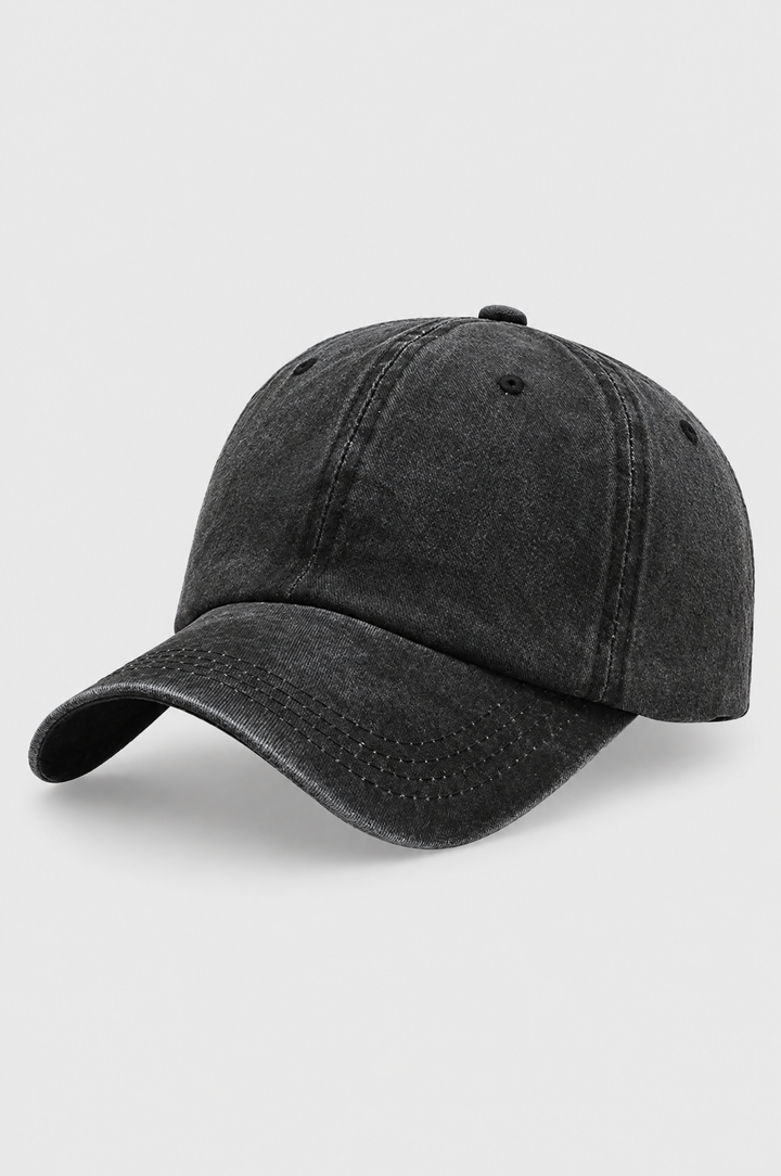 The Piccadilly Washed Cap in Washed Black, product shot