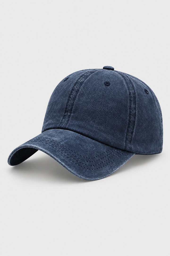 The Piccadilly Washed Cap in Washed Navy, product shot
