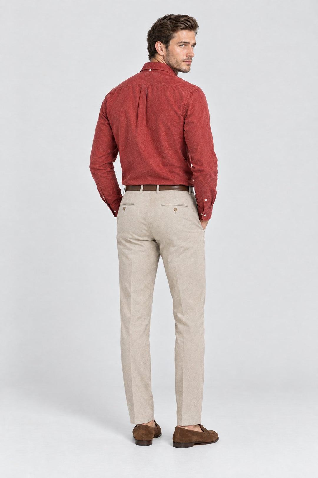 The Pimlico Brushed Shirt in Brick, back view