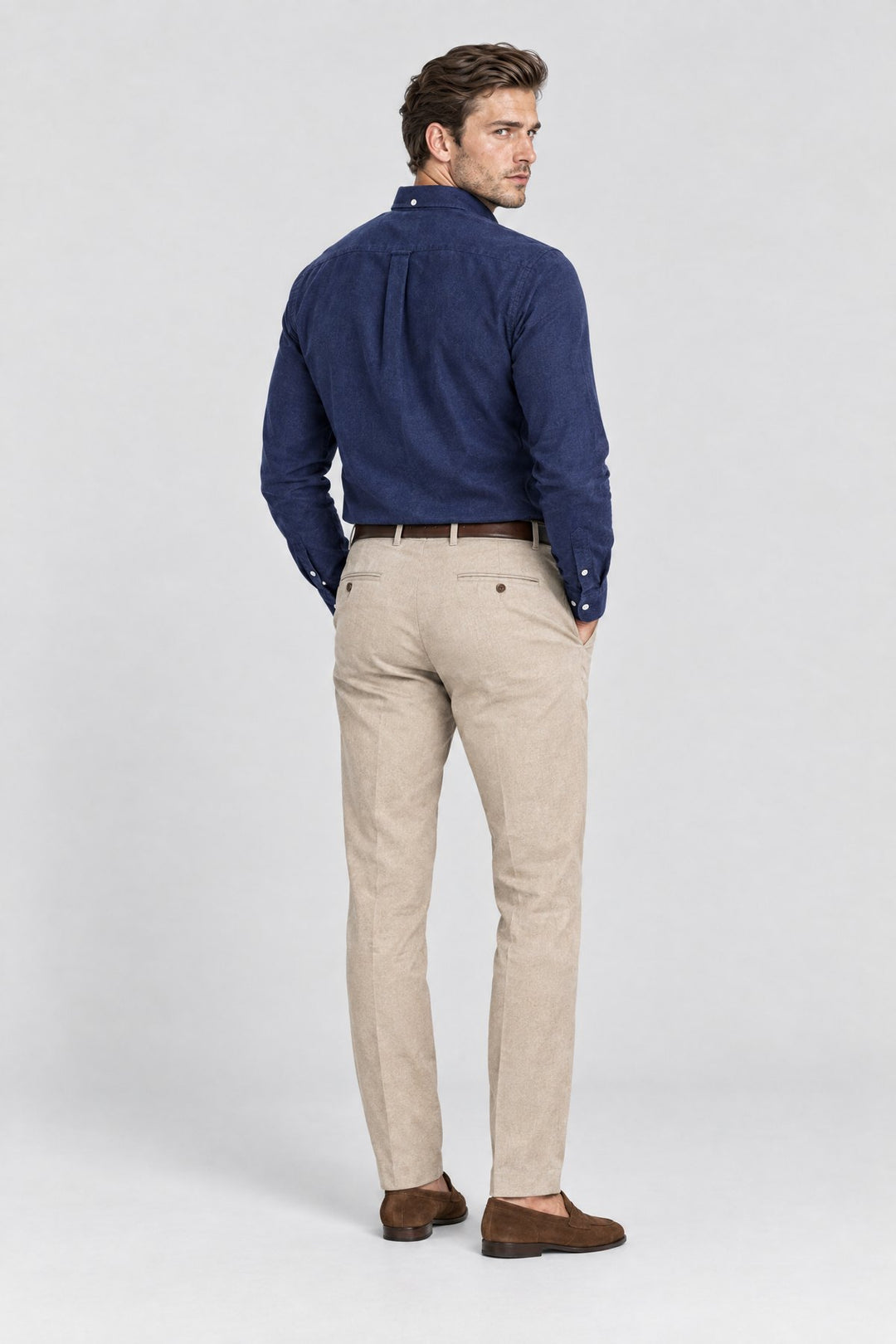 The Pimlico Brushed Shirt in Navy, back view