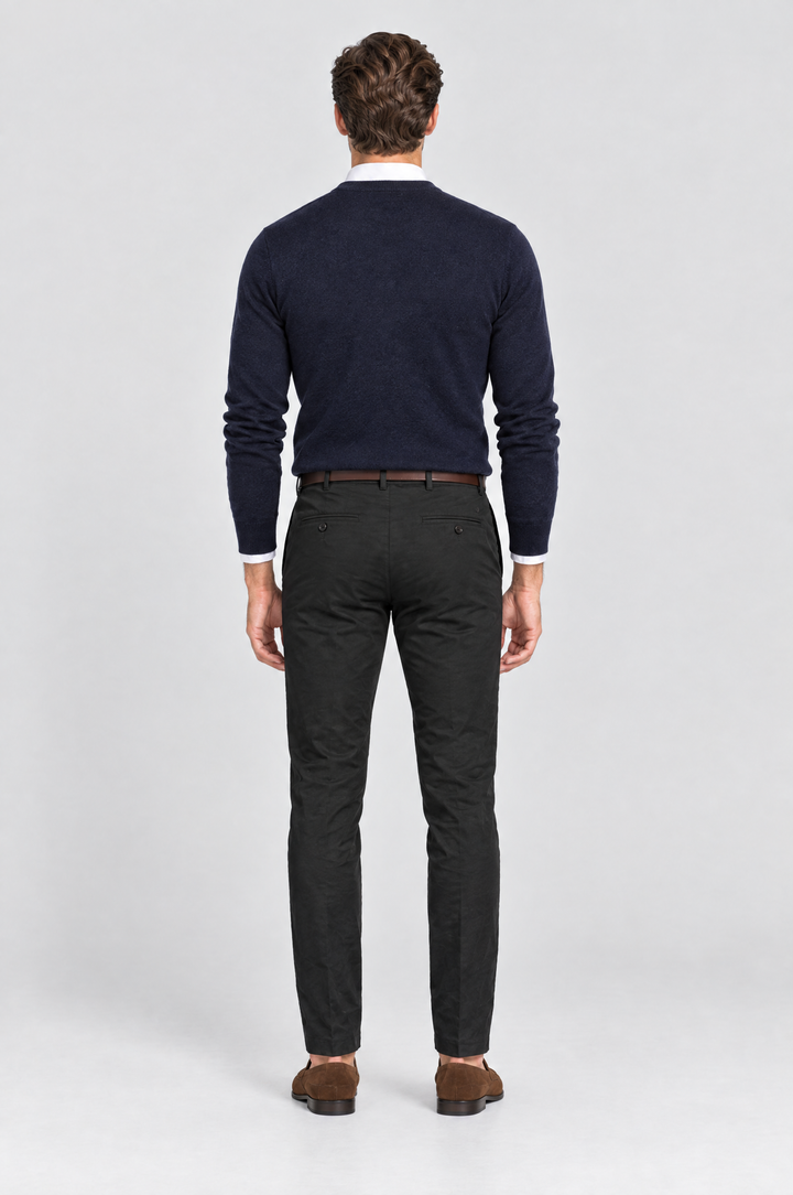 The Putney Slim Chino in Black, on model, back view