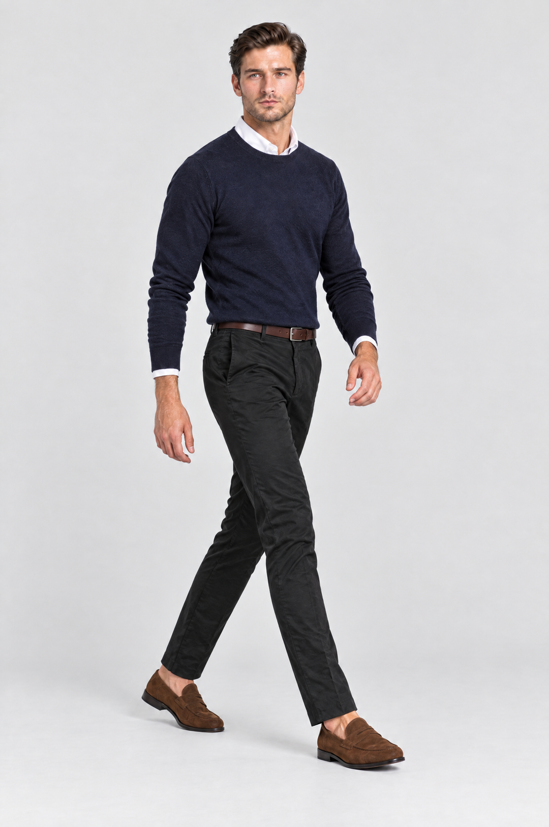 The Putney Slim Chino in Black, side view