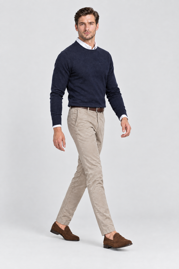 The Putney Slim Chino in Stone, side view