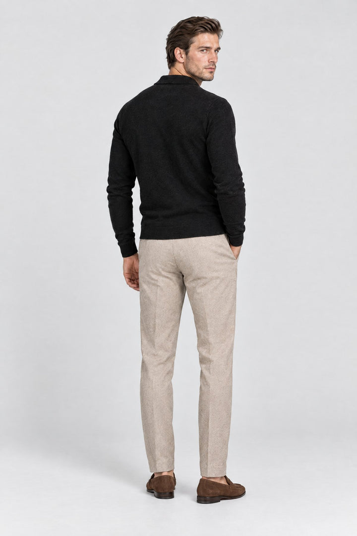 The Richmond Knitted Polo in Black, back view