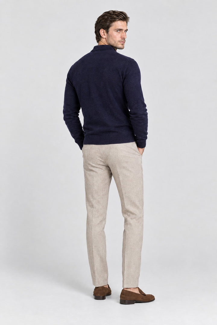 The Richmond Knitted Polo in Navy, back view
