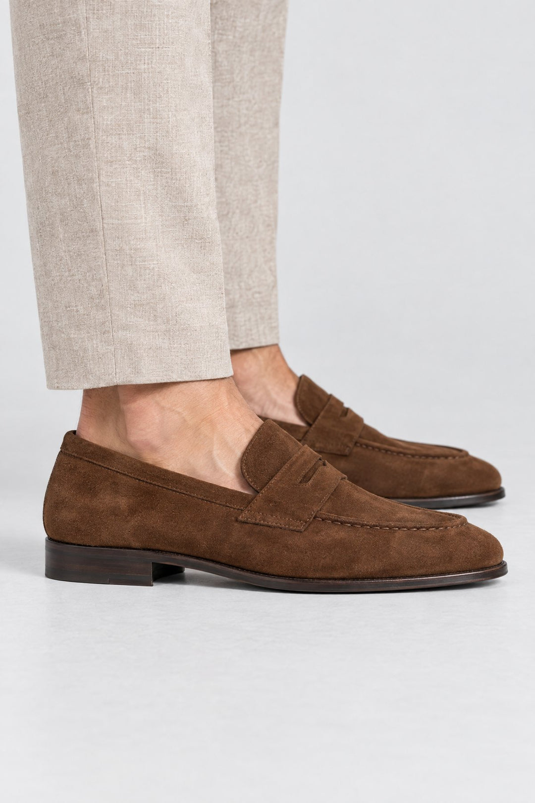 The Savile Suede Loafer in Tobacco, side view