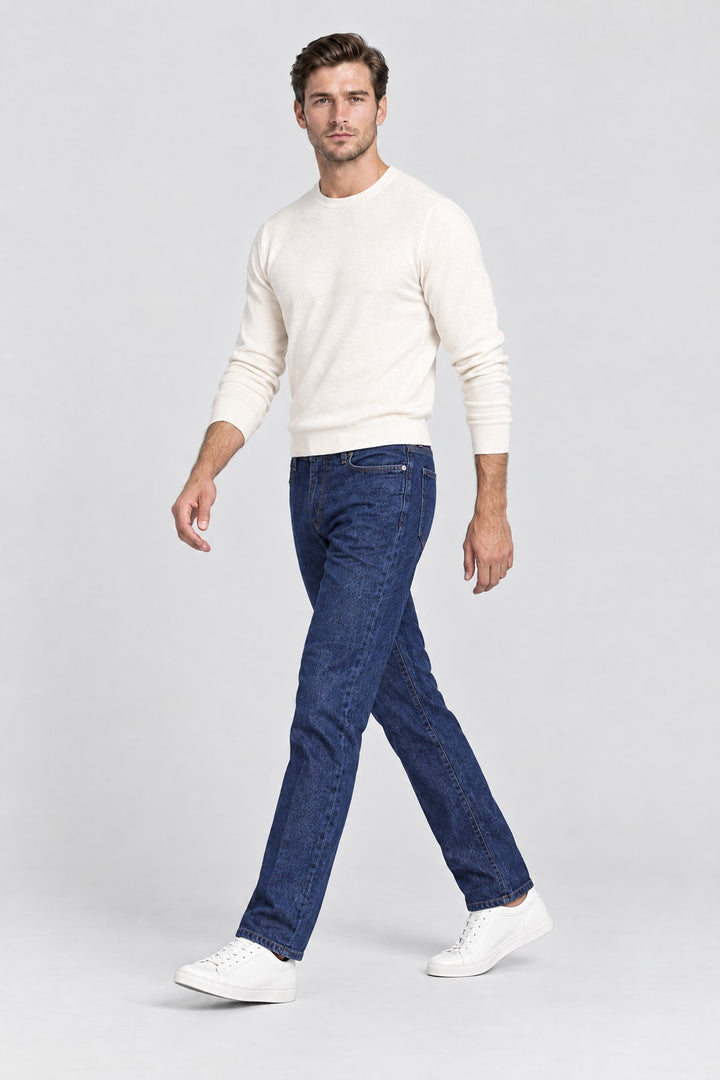 The Shoreditch Straight Jean in Indigo, side view