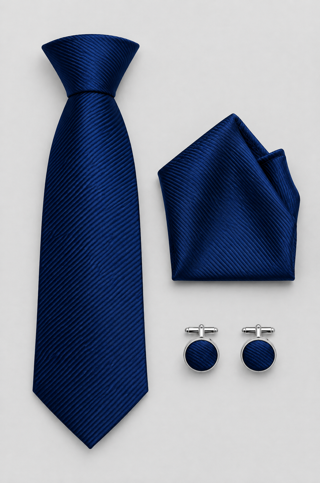 Men's Tie, Pocket Square and Cufflinks Set in Navy – The St James's by WARDLEY
