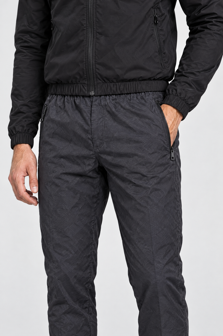 The Stratford Track Pant in Charcoal, close-up detail