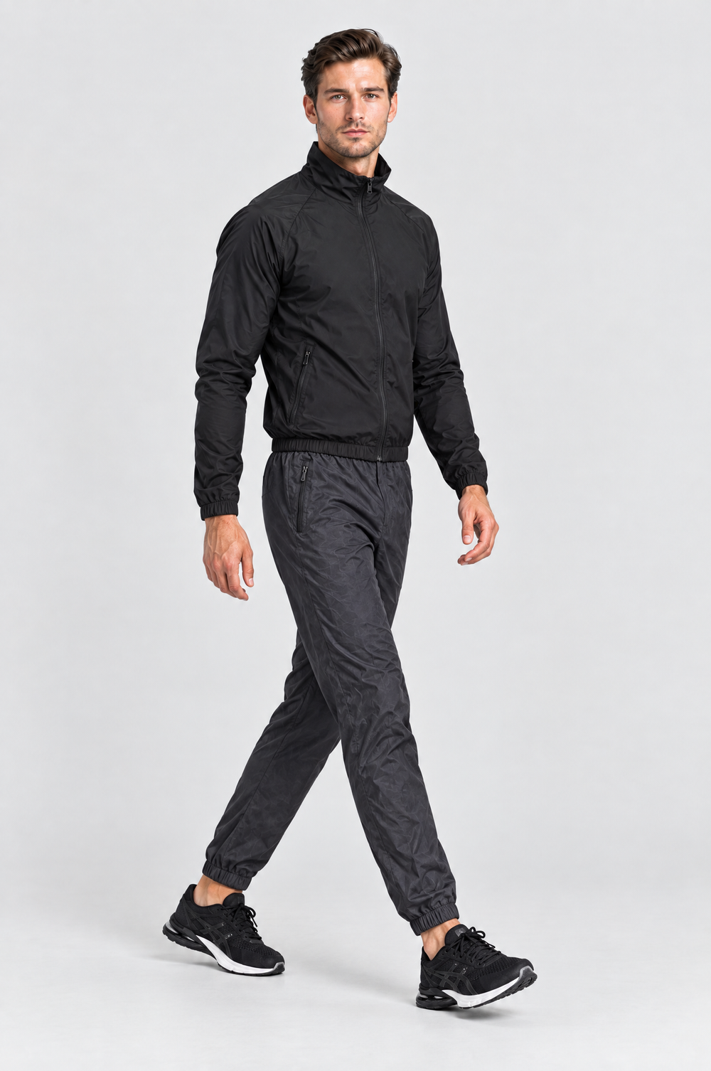 The Stratford Track Pant in Charcoal, side view